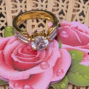 Cubic Zirconia ladies bridal ring for sale gold with silver